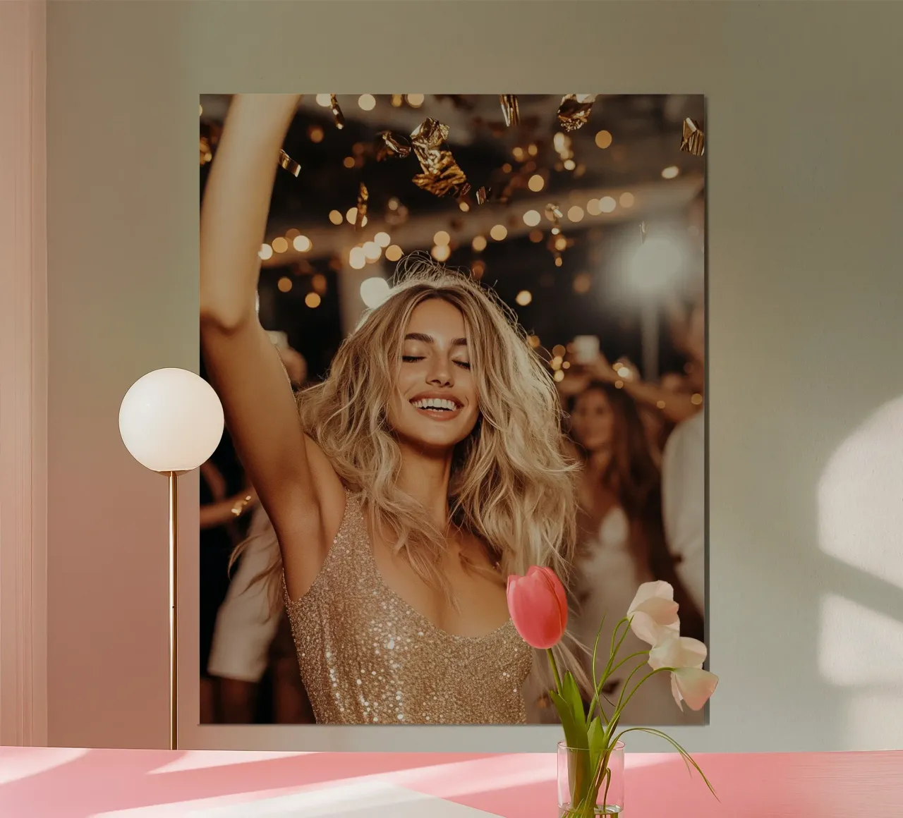 Bagliore glam poster con telaio in legno da PhotoVibe Decor