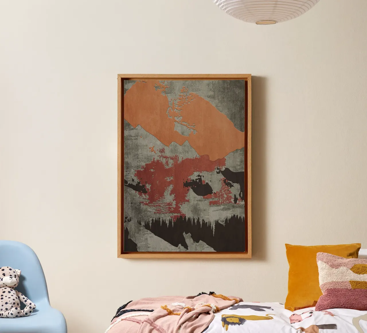 gray metal abstract texture xl tela con Cornice a cassetta da vintageshop
