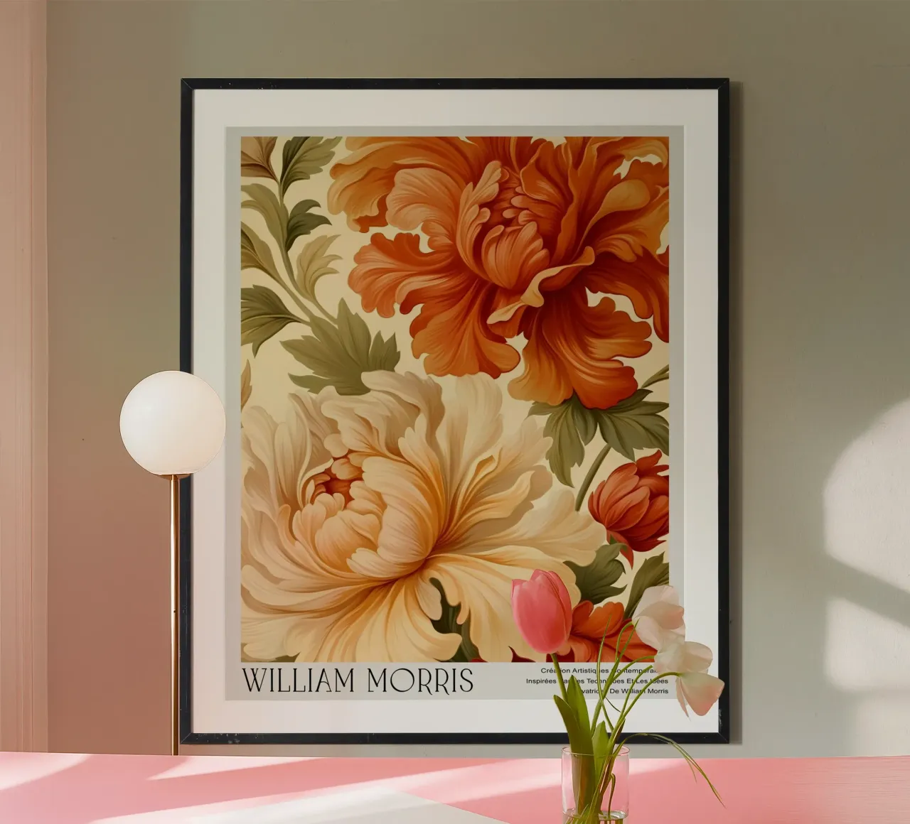 Fiori di peonia poster con telaio in plastica da Turner Kyle