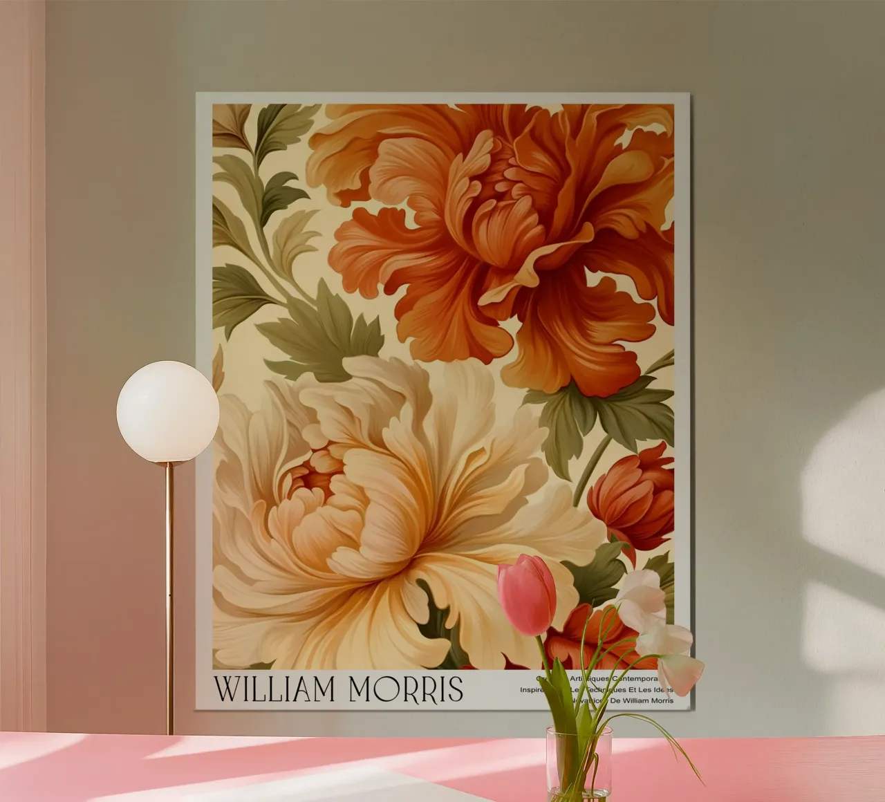 Fiori di peonia poster con telaio in plastica da Turner Kyle