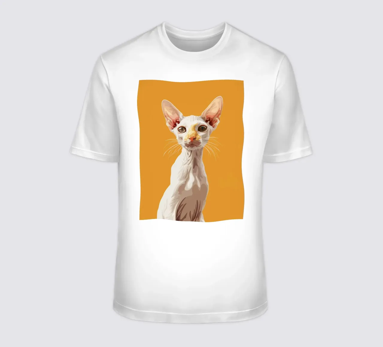 Gatto orientale a pelo corto con occhi espressivi su un'immagine audace t-shirt da DesignDoodle