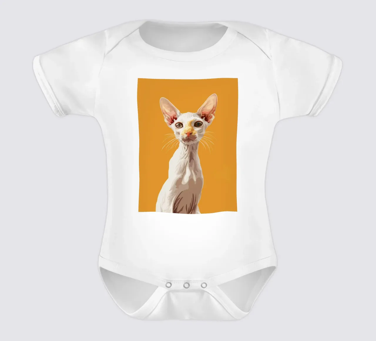 Gatto orientale a pelo corto con occhi espressivi su un'immagine audace body neonato maniche corte da DesignDoodle