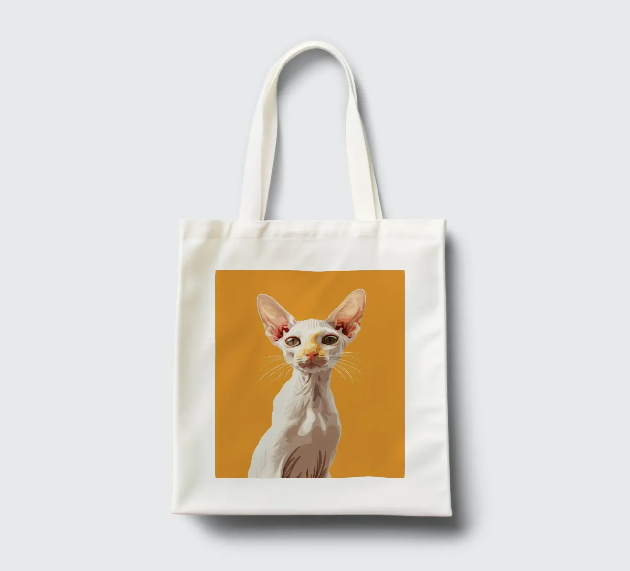 Gatto orientale a pelo corto con occhi espressivi su un'immagine audace borsa in juta da DesignDoodle