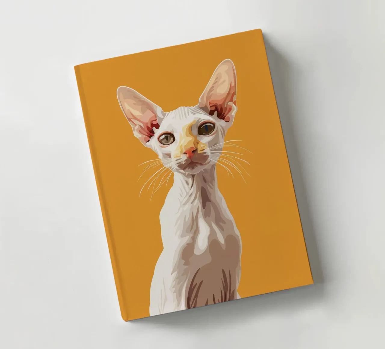 Oriental Shorthair Cat with Expressive Eyes Against a Bold notebook by DesignDoodle