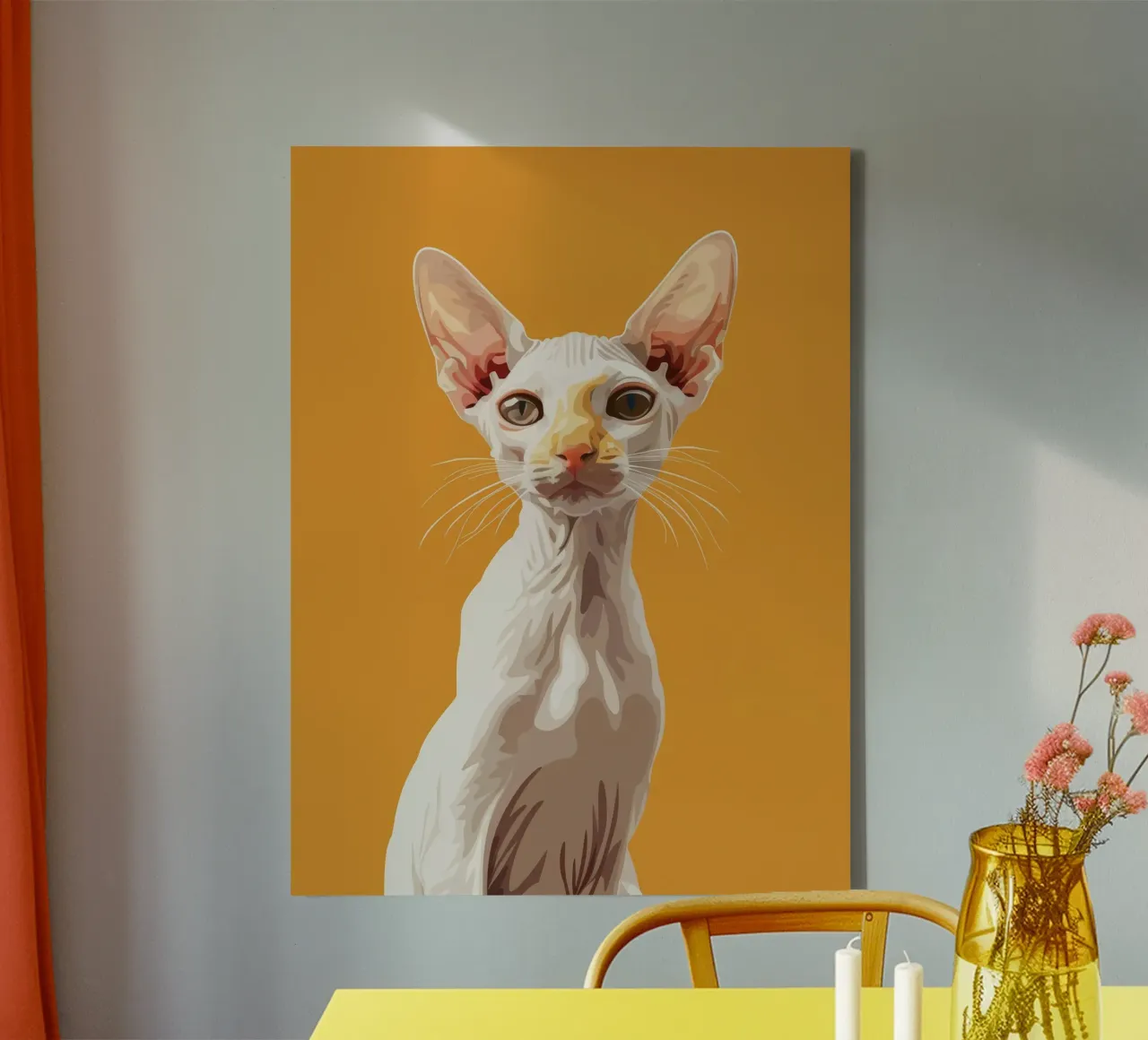 Gatto orientale a pelo corto con occhi espressivi su un'immagine audace tela con Cornice a cassetta da DesignDoodle