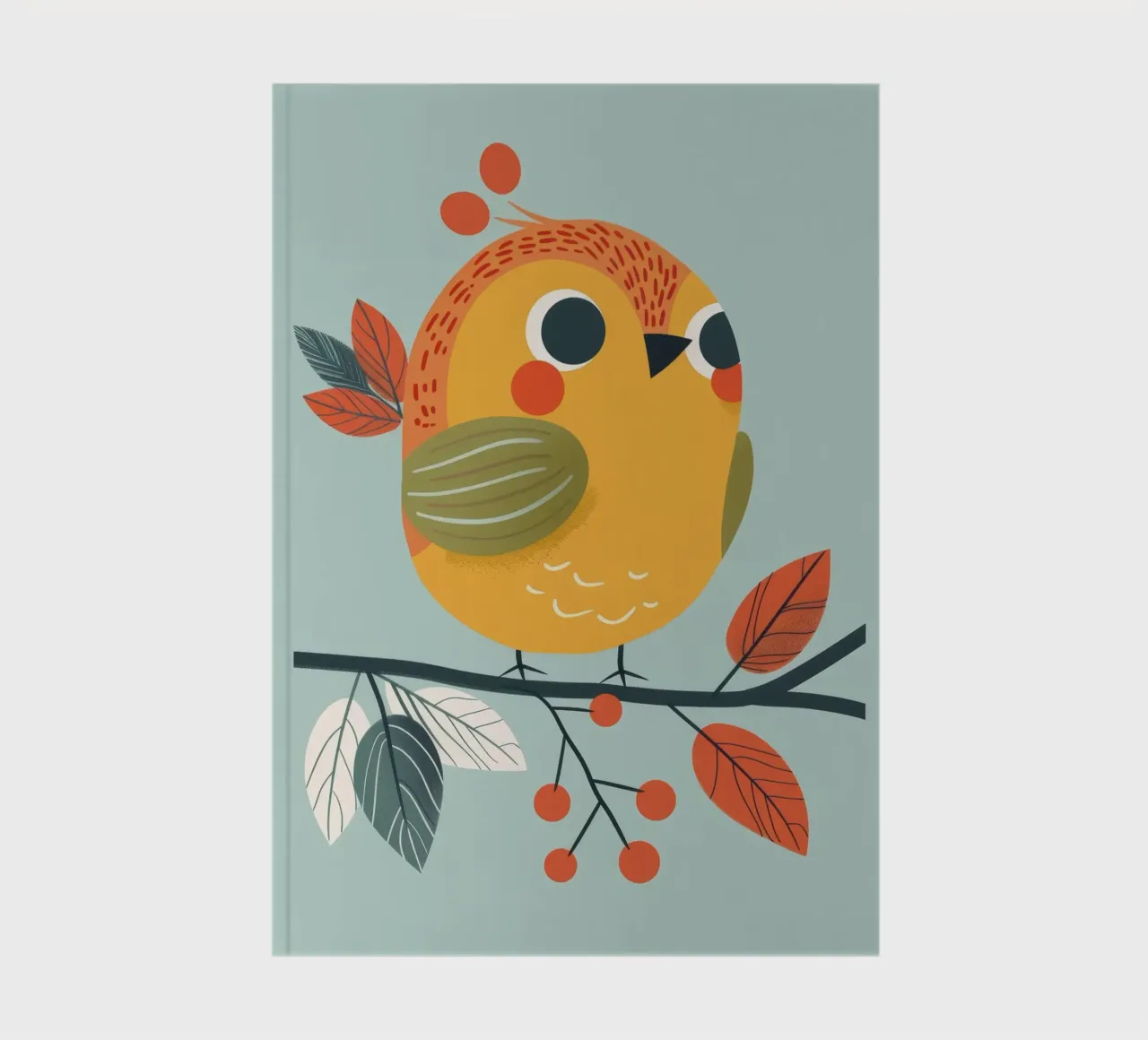 Colorful and Playful Robin Perched on a Branch with Autumn notebook by DesignDoodle