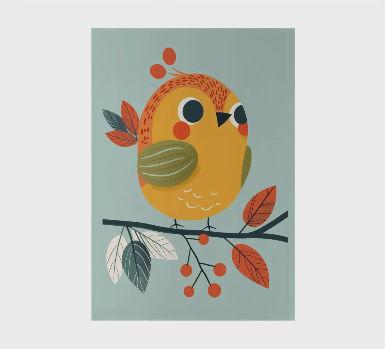 Colorful and Playful Robin Perched on a Branch with Autumn notebook by DesignDoodle
