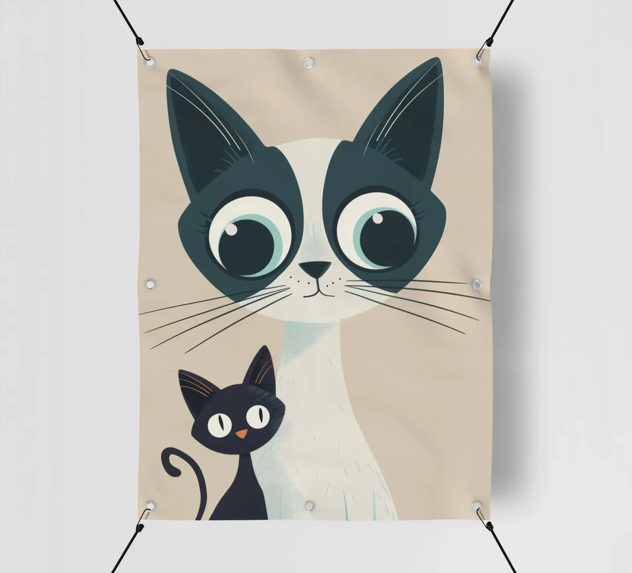 Stylized Siamese Cats with Large Eyes and Playful Expression pvc cover by DesignDoodle