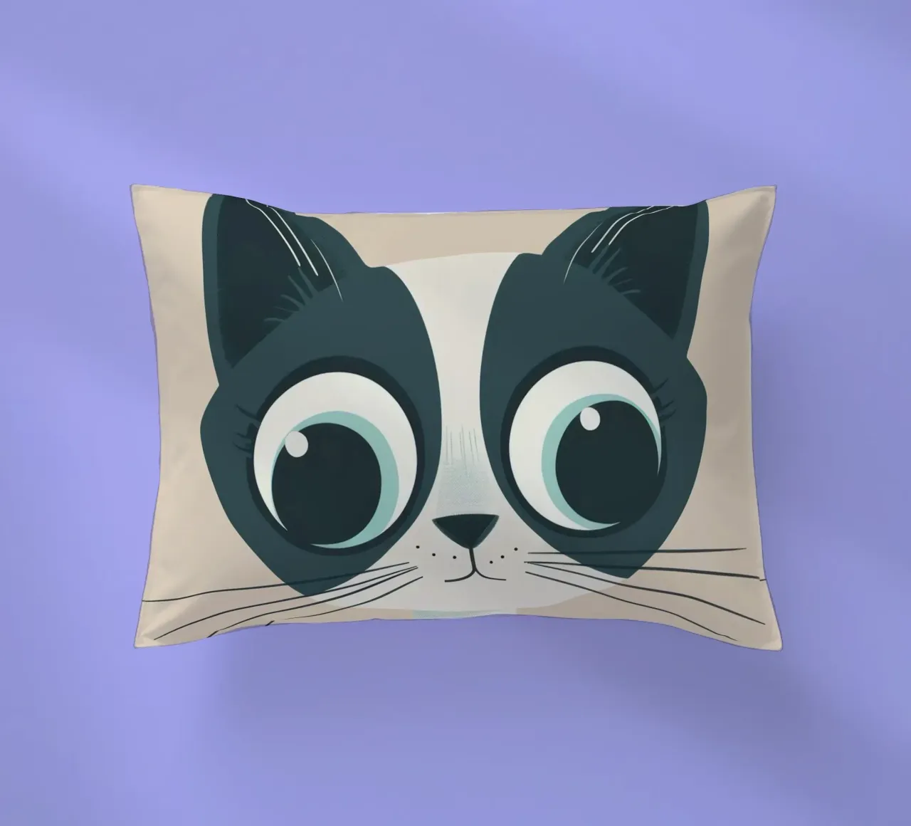 Gestileerde Siamese katten met grote ogen en speelse uitdrukking kussen van DesignDoodle