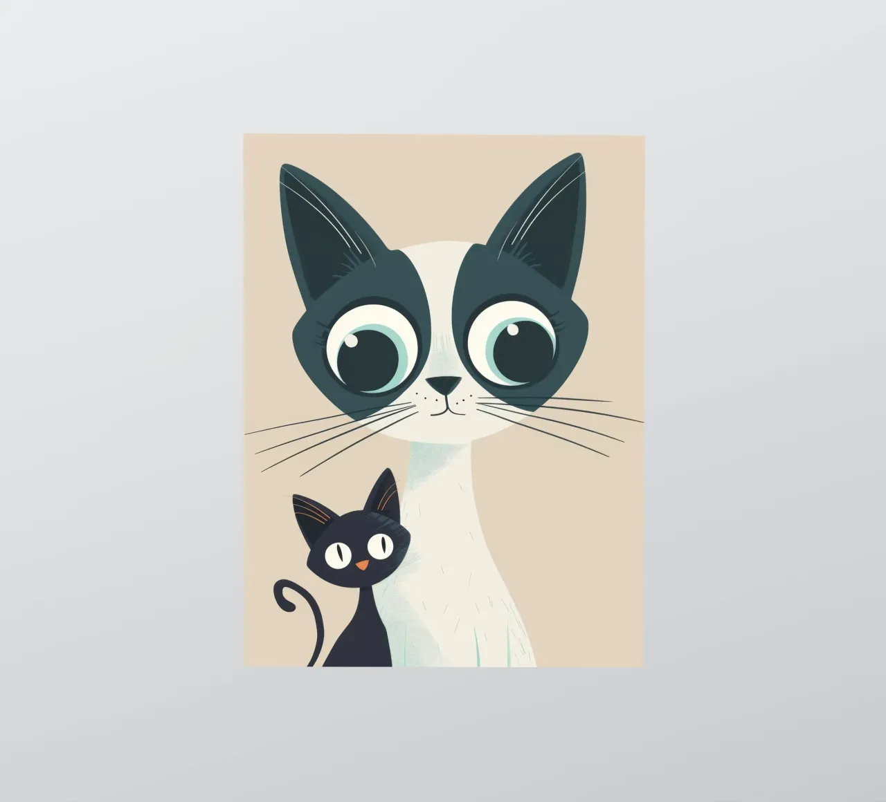Stylized Siamese Cats with Large Eyes and Playful Expression sticker by DesignDoodle