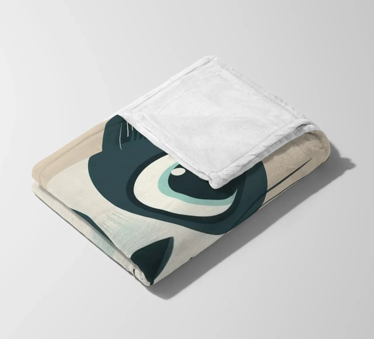 Stylized Siamese Cats with Large Eyes and Playful Expression fleece blanket by DesignDoodle