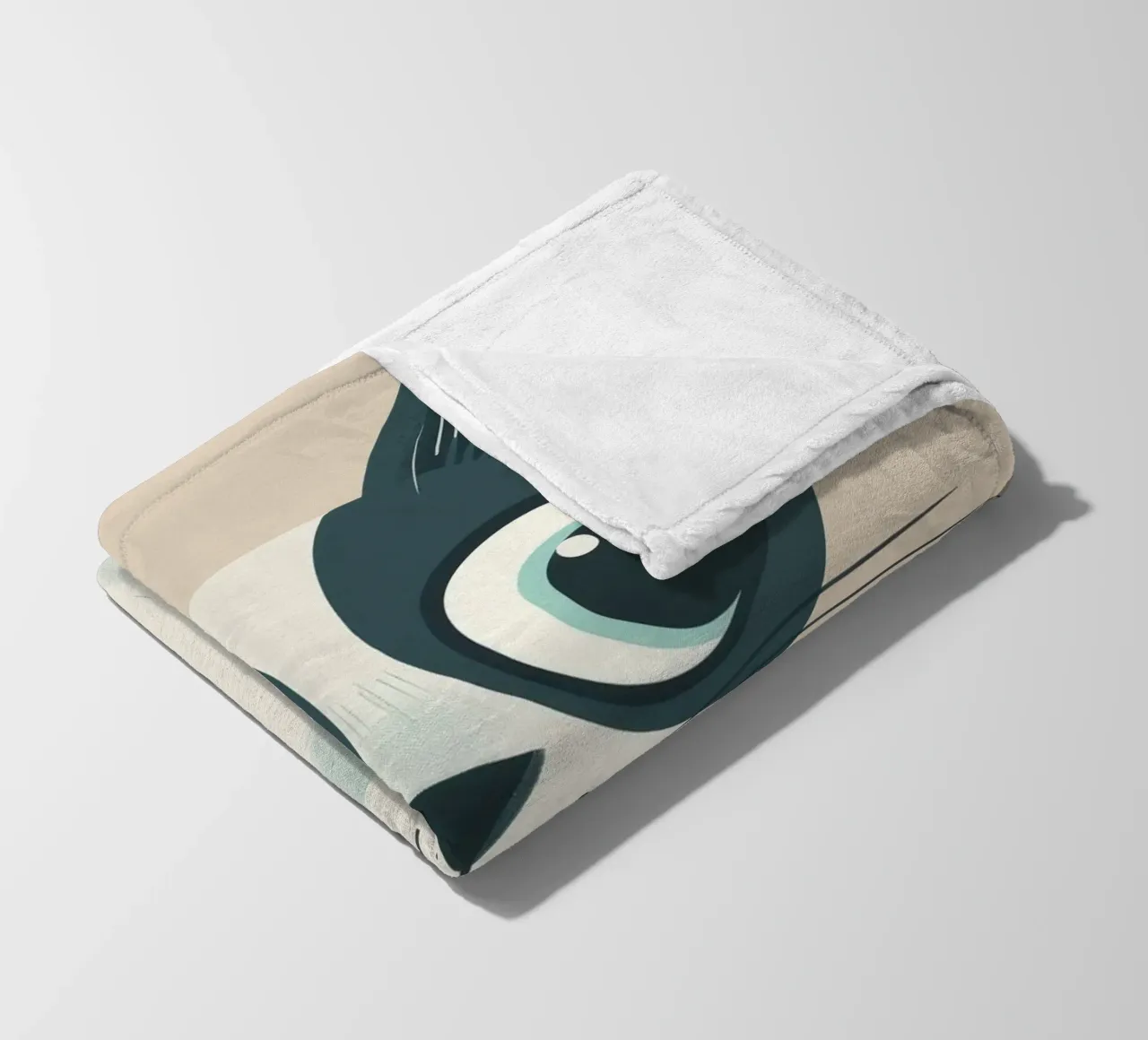 Stylized Siamese Cats with Large Eyes and Playful Expression fleece blanket by DesignDoodle