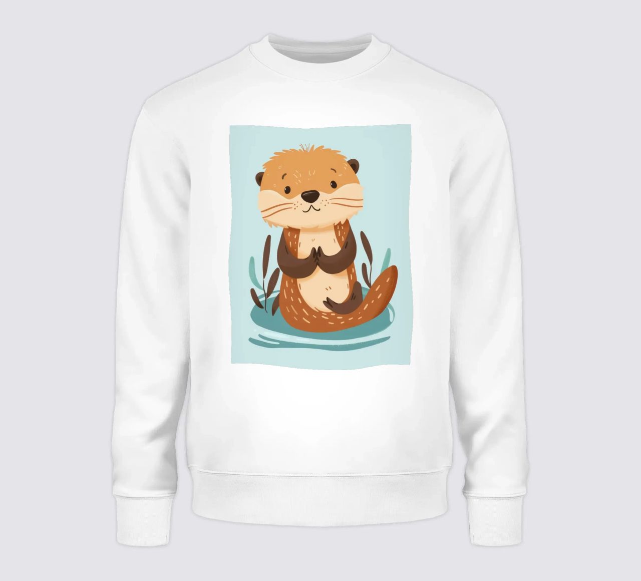 Cucciolo di lontra marina seduto con calma sulla spiaggia felpa da DesignDoodle