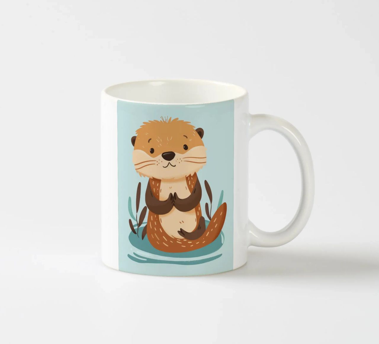 Cucciolo di lontra marina seduto con calma sulla spiaggia tazza in ceramica da DesignDoodle