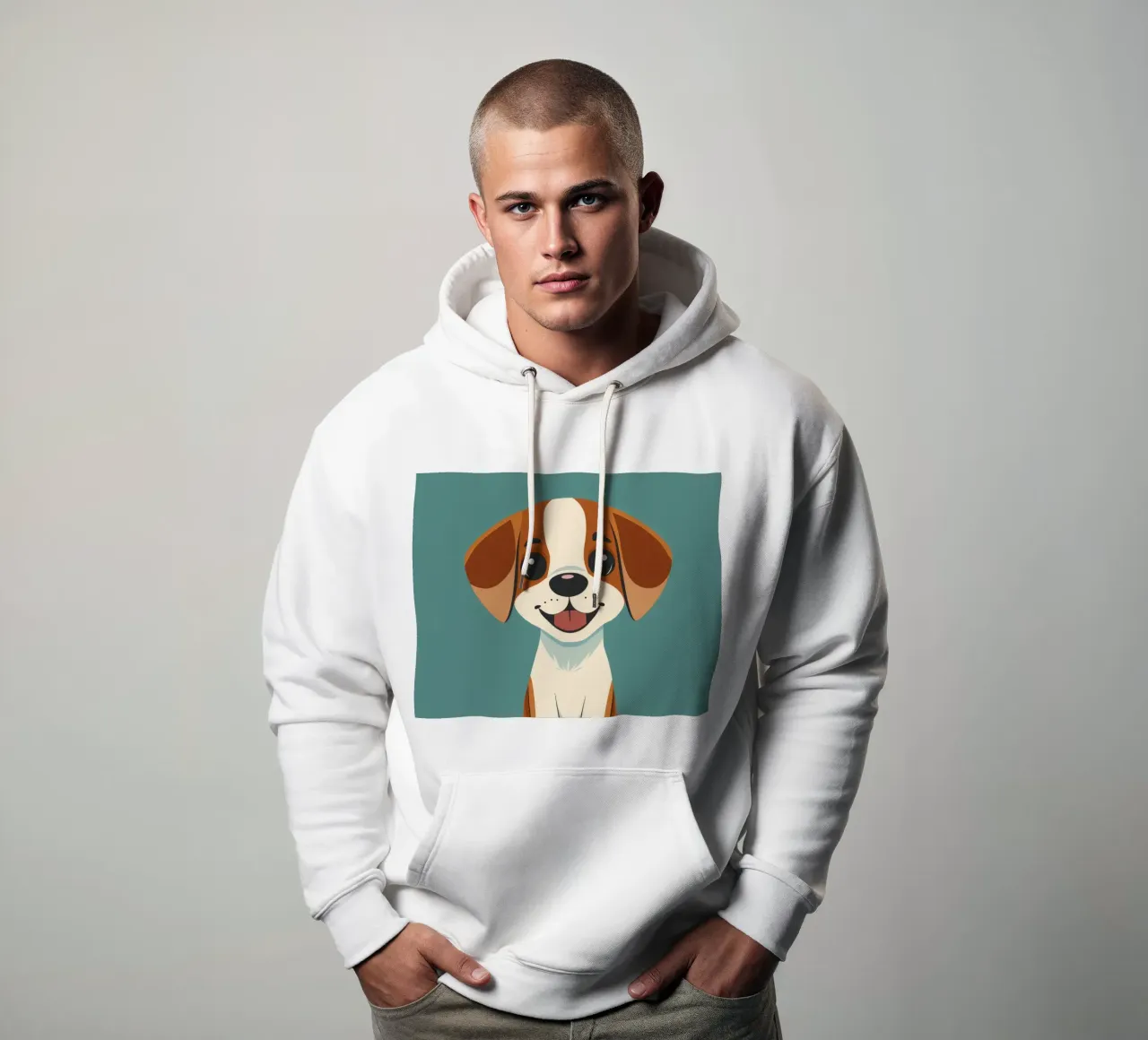 Cucciolo carino e allegro con un grande sorriso e un atteggiamento giocoso felpa con cappuccio da DesignDoodle