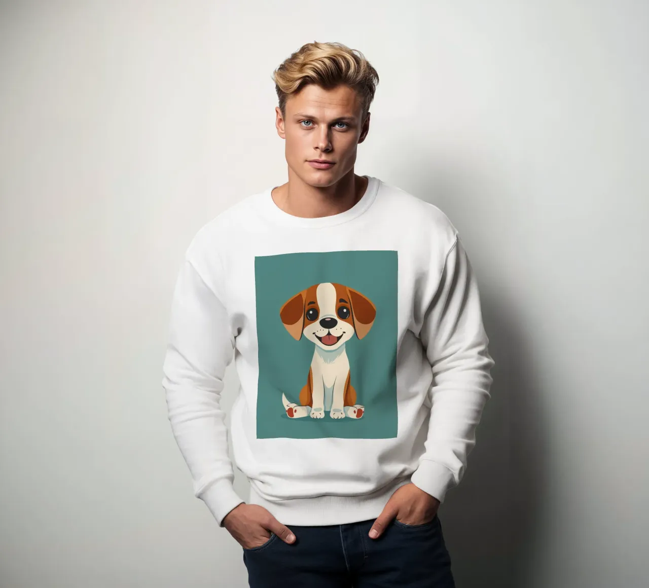 Cucciolo carino e allegro con un grande sorriso e un atteggiamento giocoso felpa da DesignDoodle