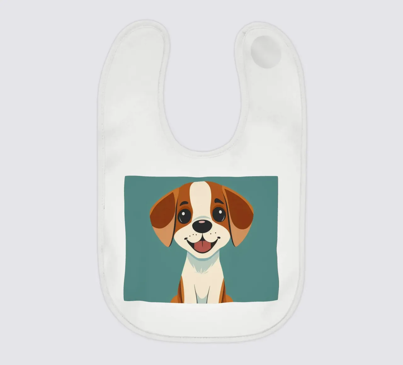 Cucciolo carino e allegro con un grande sorriso e un atteggiamento giocoso bavaglino da DesignDoodle