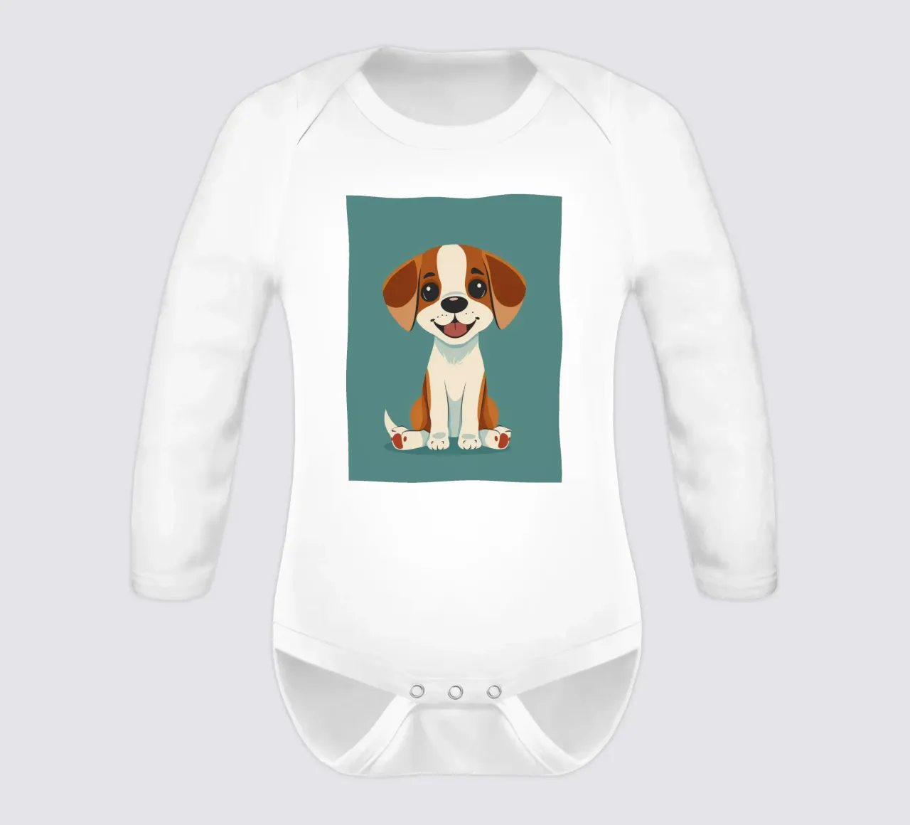 Cucciolo carino e allegro con un grande sorriso e un atteggiamento giocoso body neonato maniche lunghe da DesignDoodle