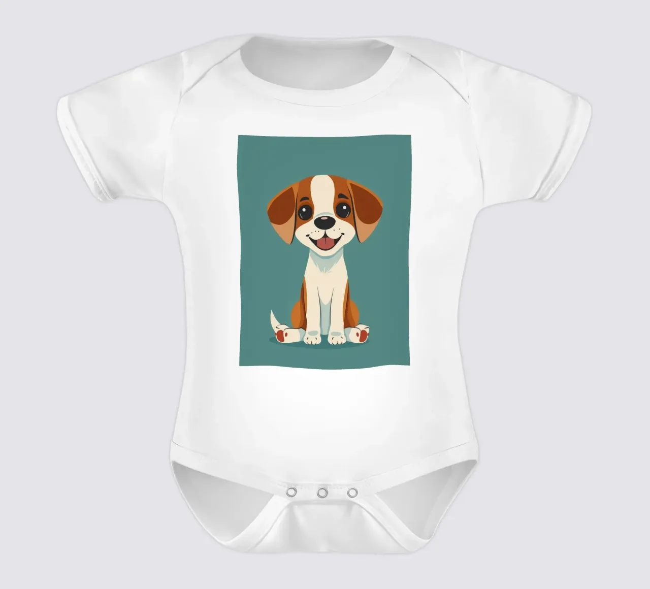 Cucciolo carino e allegro con un grande sorriso e un atteggiamento giocoso body neonato maniche corte da DesignDoodle