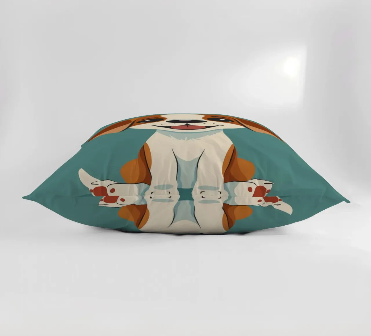 Cucciolo carino e allegro con un grande sorriso e un atteggiamento giocoso cuscino da DesignDoodle