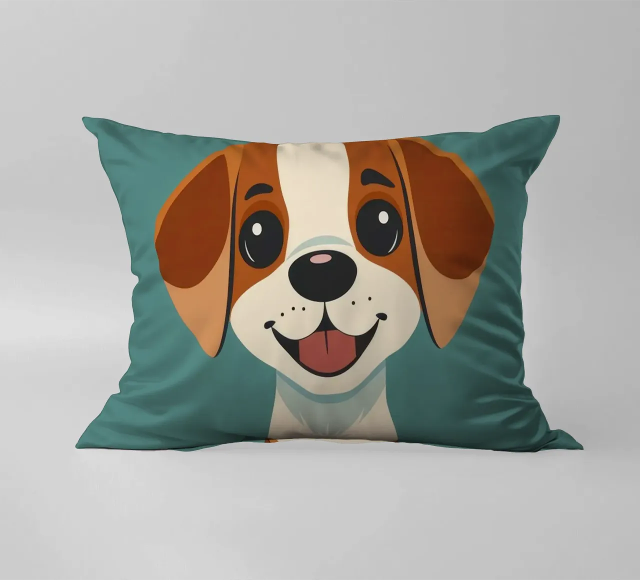 Chiot mignon et joyeux avec un grand sourire et une attitude enjouée coussin de DesignDoodle