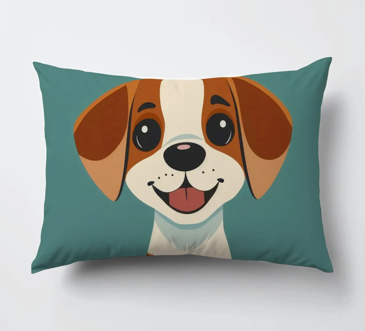 Chiot mignon et joyeux avec un grand sourire et une attitude enjouée coussin de DesignDoodle
