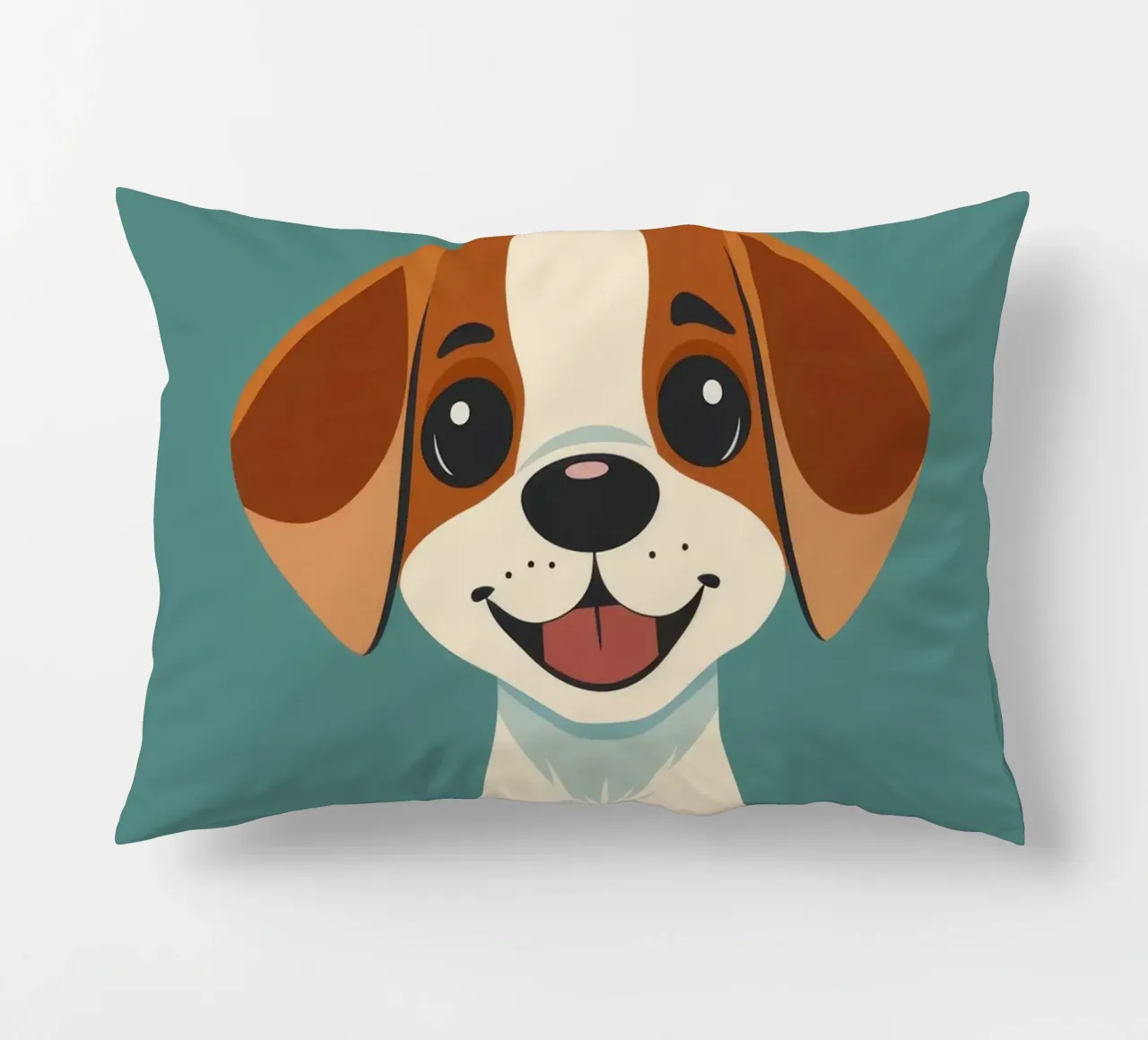 Cucciolo carino e allegro con un grande sorriso e un atteggiamento giocoso cuscino da DesignDoodle