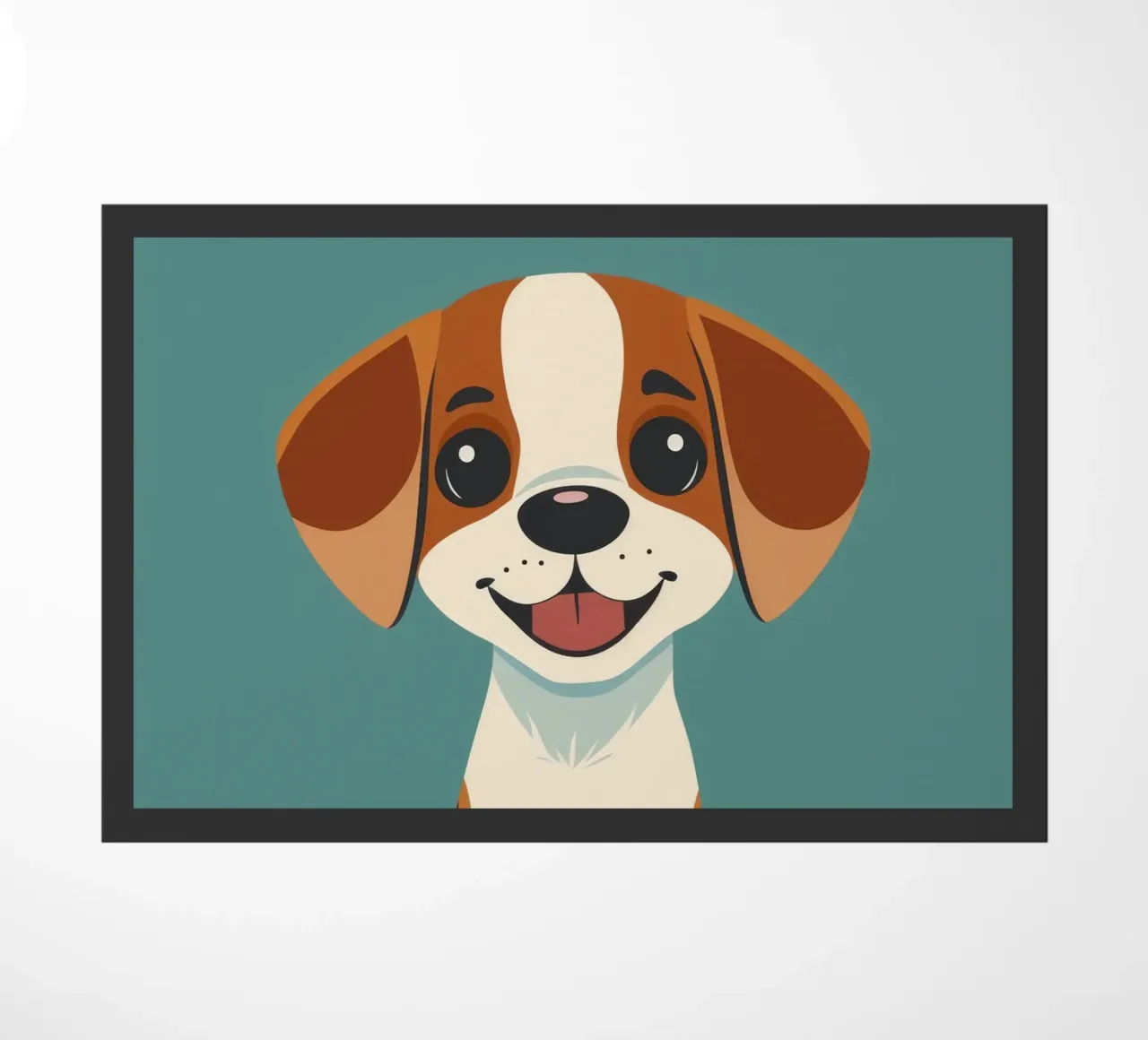 Cucciolo carino e allegro con un grande sorriso e un atteggiamento giocoso zerbino da DesignDoodle