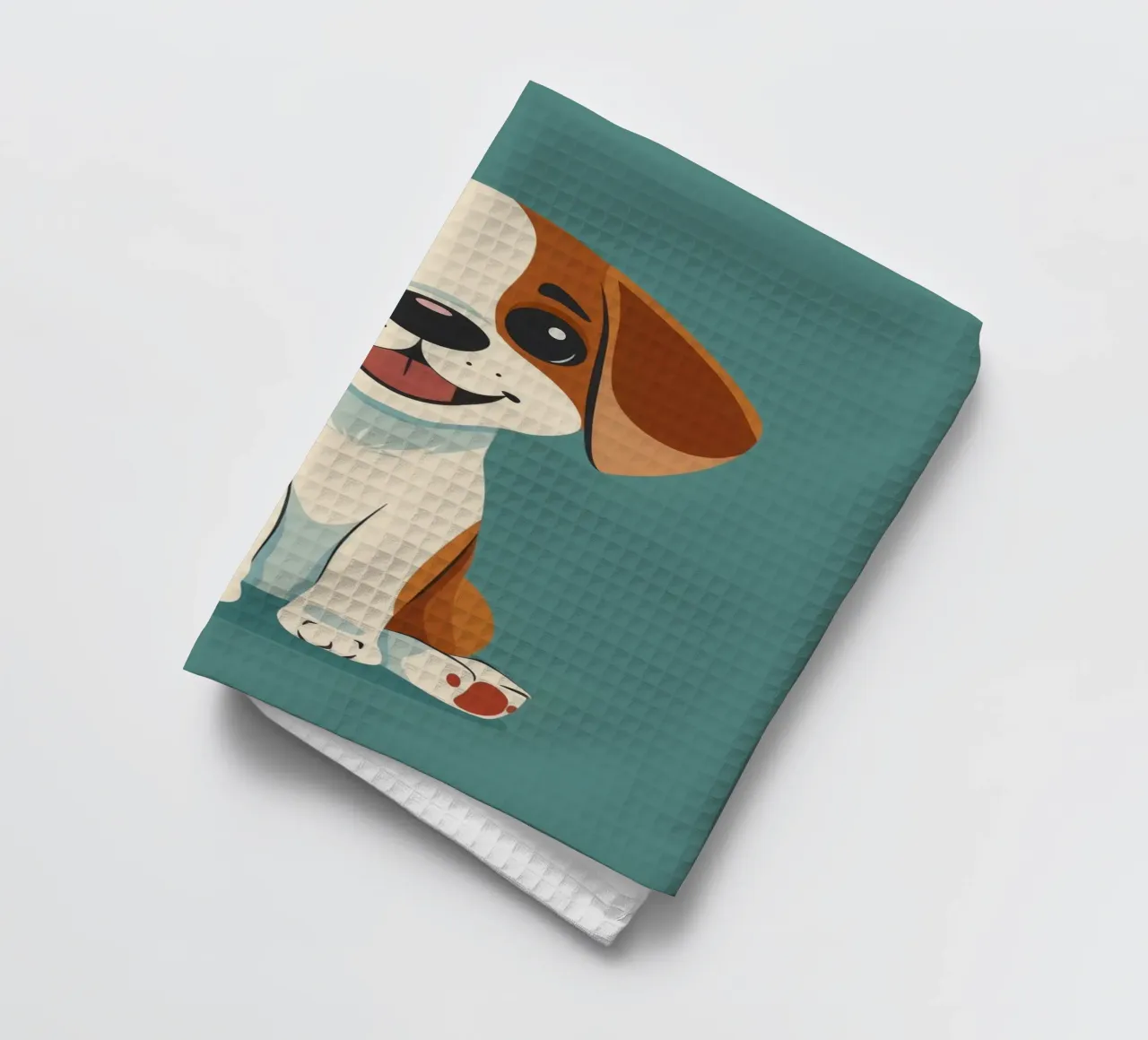 Chiot mignon et joyeux avec un grand sourire et une attitude enjouée torchon de DesignDoodle