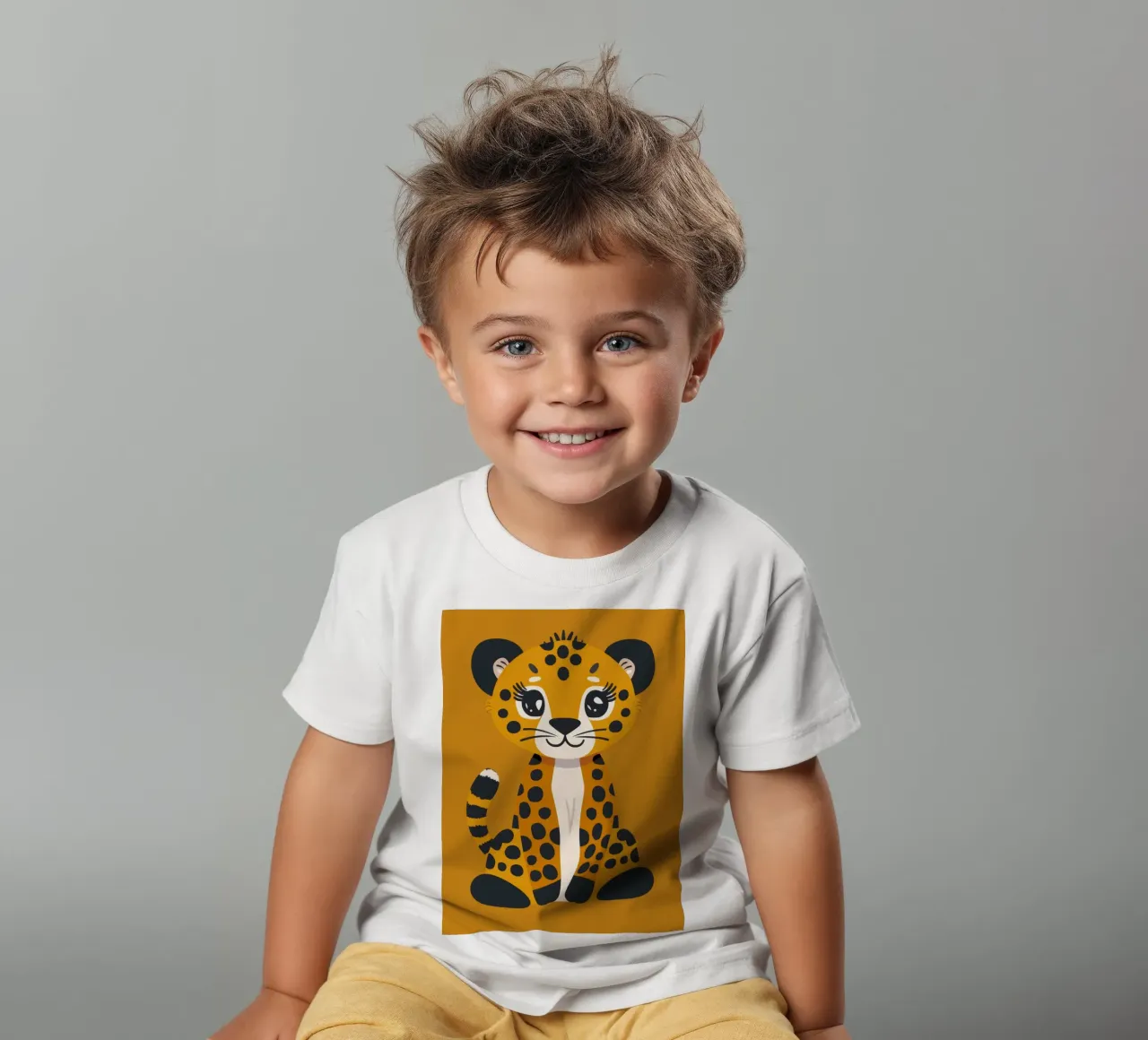 Schattig jachtluipaard welpje met speelse ogen en opvallende vlekken kinder t-shirt van DesignDoodle