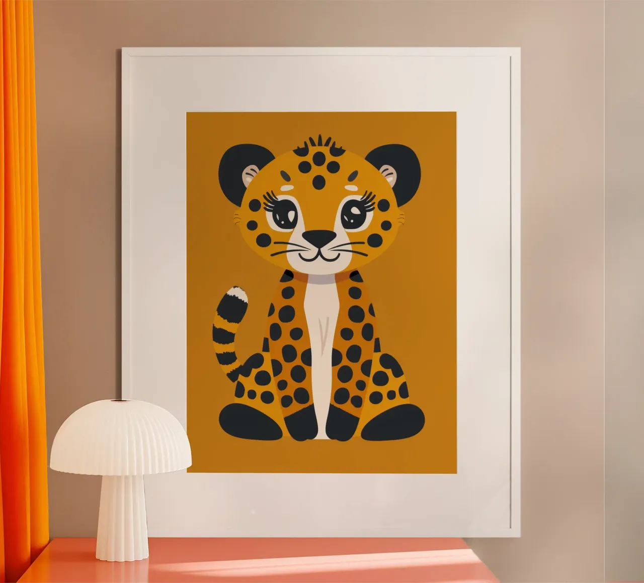 Adorabile cucciolo di ghepardo dagli occhi giocosi e dalle macchie vivaci poster con telaio in plastica da DesignDoodle