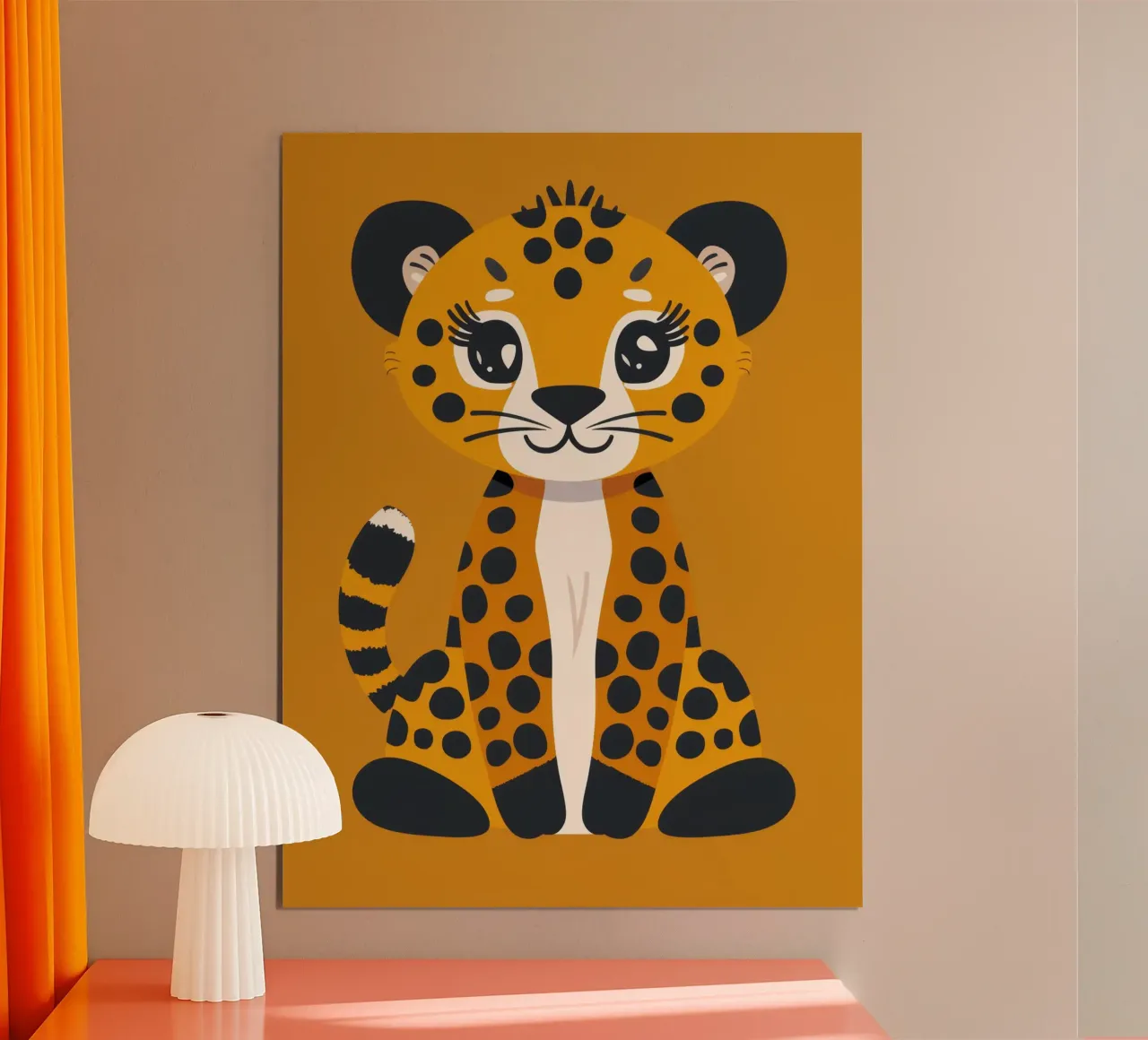 Adorabile cucciolo di ghepardo dagli occhi giocosi e dalle macchie vivaci poster con telaio in plastica da DesignDoodle