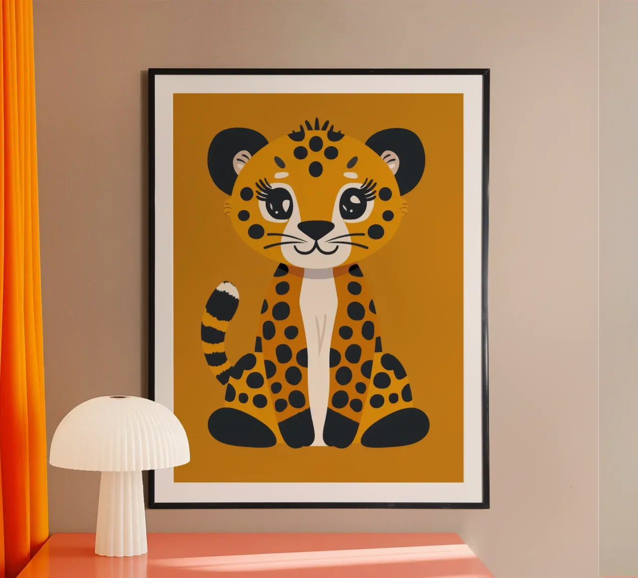 Adorabile cucciolo di ghepardo dagli occhi giocosi e dalle macchie vivaci poster con telaio in plastica da DesignDoodle