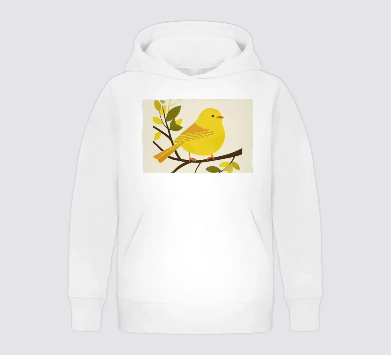 Canari jaune vif assis sur une branche avec un vert luxuriant sweat à capuche enfant de DesignDoodle