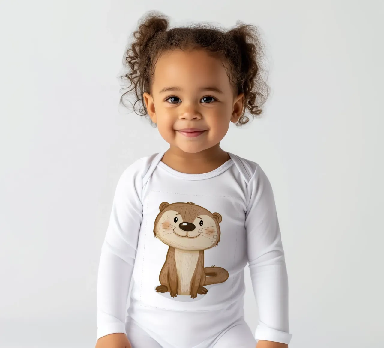 Mignon chiot loutre à la fourrure douce et à l'expression enjouée body manches longues de DesignDoodle