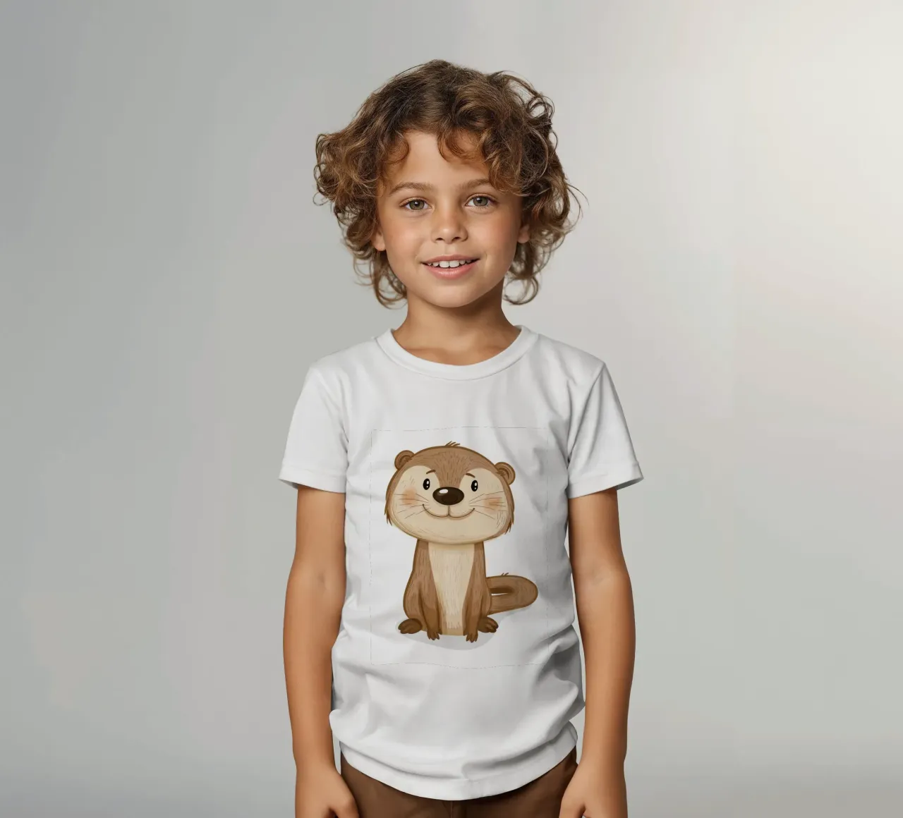 Mignon chiot loutre à la fourrure douce et à l'expression enjouée t-shirt enfant de DesignDoodle