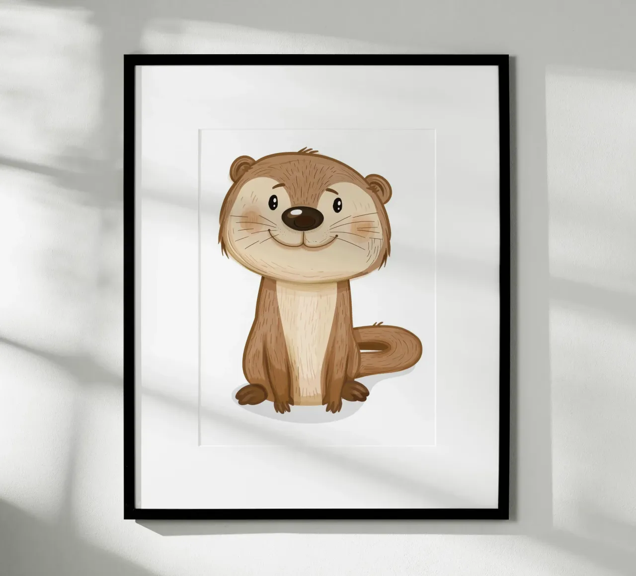 Carino cucciolo di lontra con pelliccia morbida ed espressione giocosa poster con telaio in alluminio da DesignDoodle