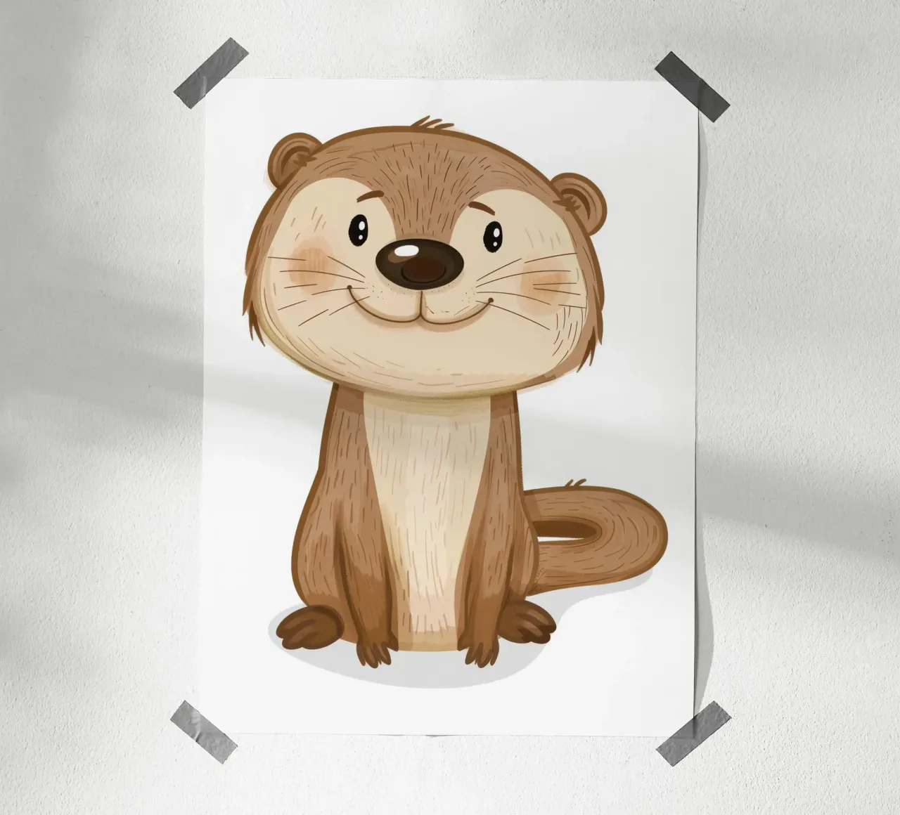 Carino cucciolo di lontra con pelliccia morbida ed espressione giocosa poster con telaio in alluminio da DesignDoodle