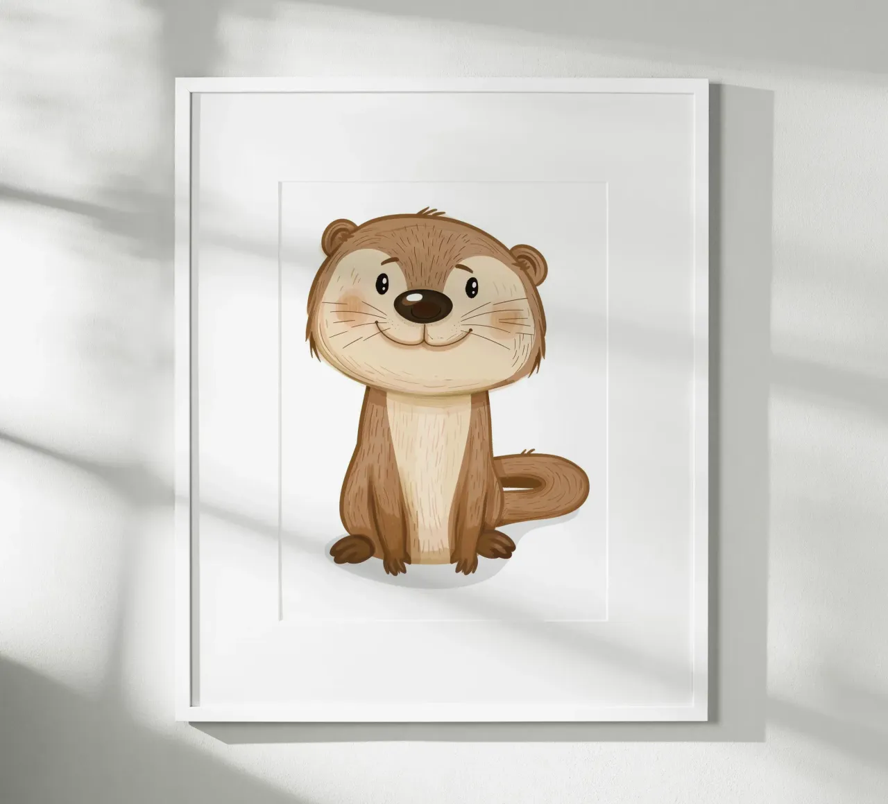 Carino cucciolo di lontra con pelliccia morbida ed espressione giocosa poster con telaio in alluminio da DesignDoodle