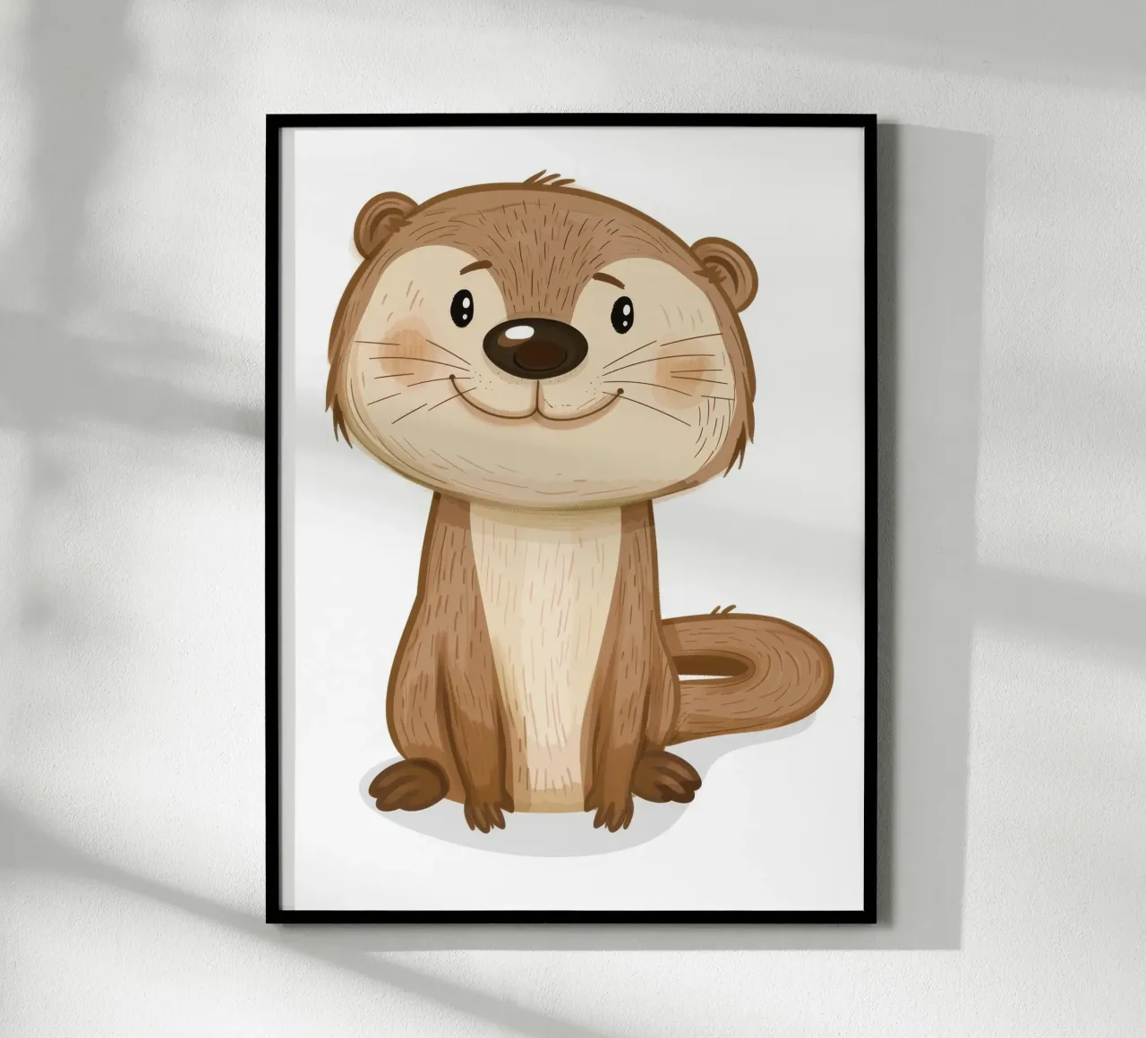 Carino cucciolo di lontra con pelliccia morbida ed espressione giocosa poster con telaio in alluminio da DesignDoodle