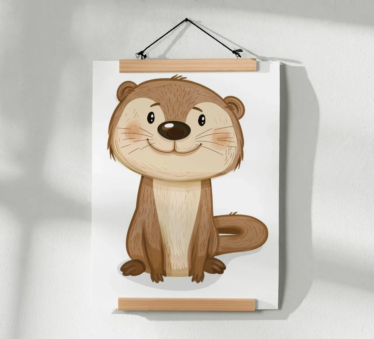 Carino cucciolo di lontra con pelliccia morbida ed espressione giocosa poster con telaio in alluminio da DesignDoodle