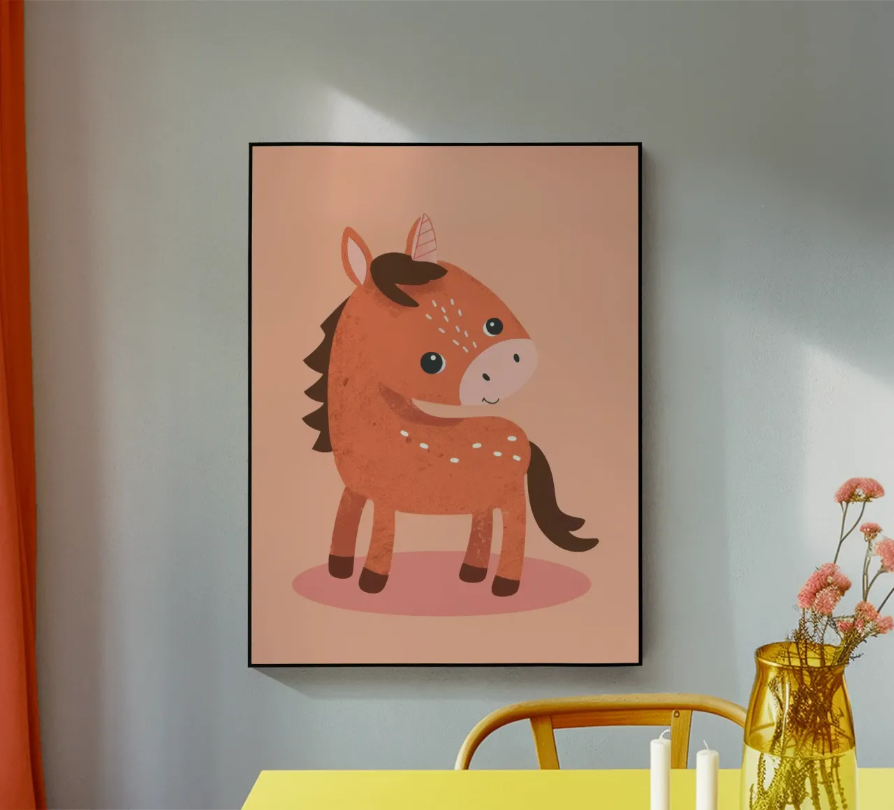 Whimsical Illustration of a Cute, Friendly Horse acrylic glass by DesignDoodle