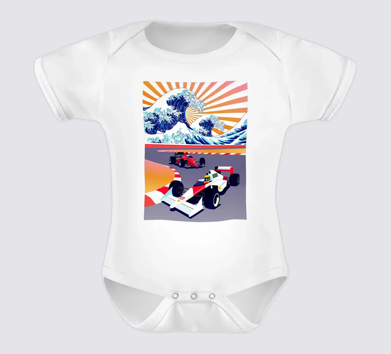 Auto da corsa di Formula Suzuka body neonato maniche corte da Mariel Toigo