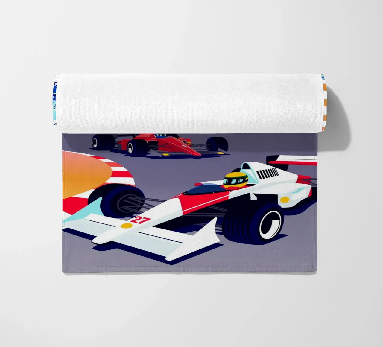 Auto da corsa di Formula Suzuka telo mare da Mariel Toigo
