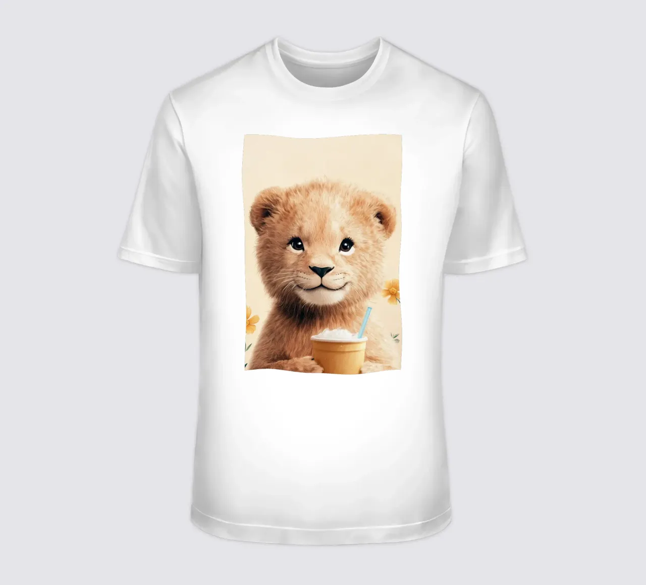 Eroe #45: Leonessa in una calda giornata estiva con una bevanda fresca t-shirt da farbenhelden