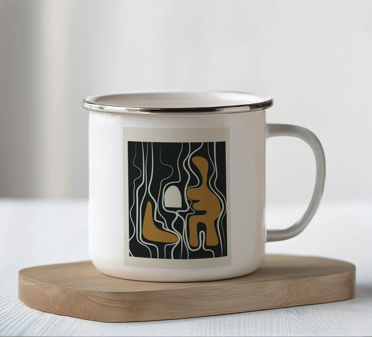 Minimal Abstract Form 1 taza de esmalte de Flow Line