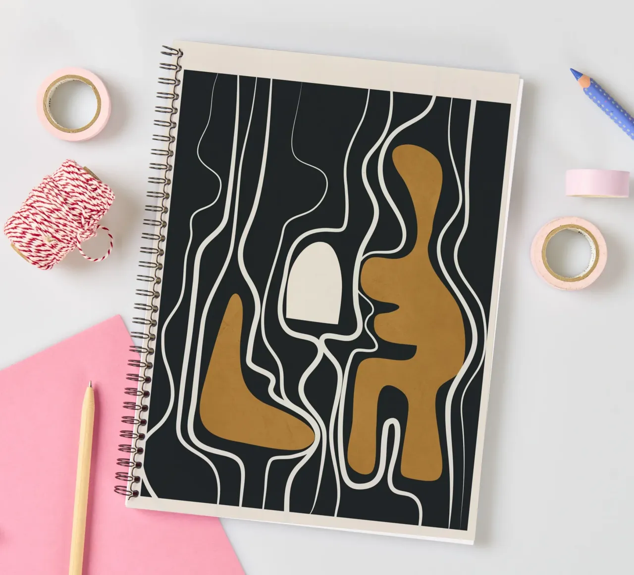 Minimal Abstract Form 1 spiral notebook by Flow Line