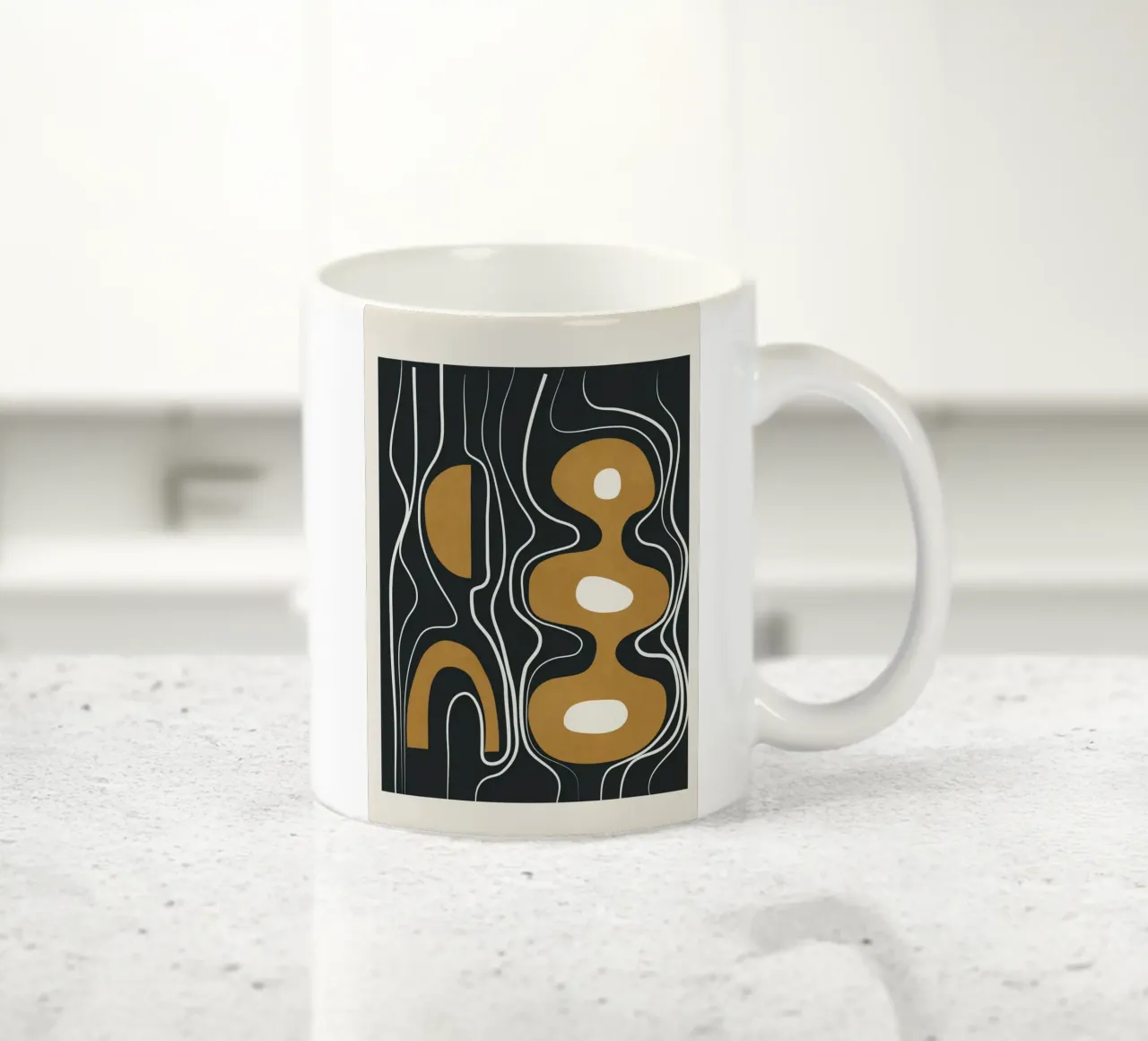 Minimal Abstract Form 2 Keramik Tasse von Flow Line