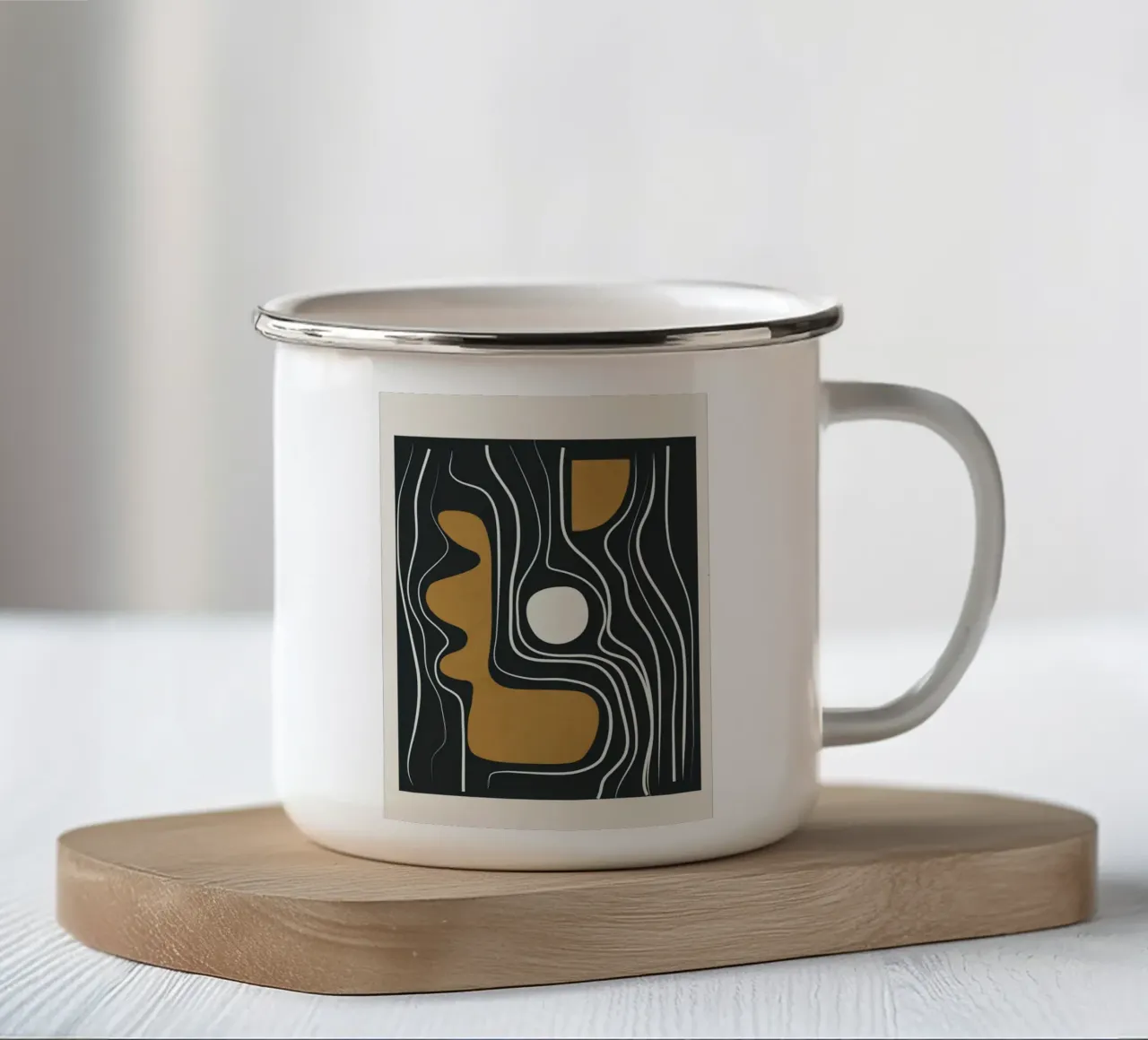 Minimal Abstract Form 3 Emaille Tasse von Flow Line