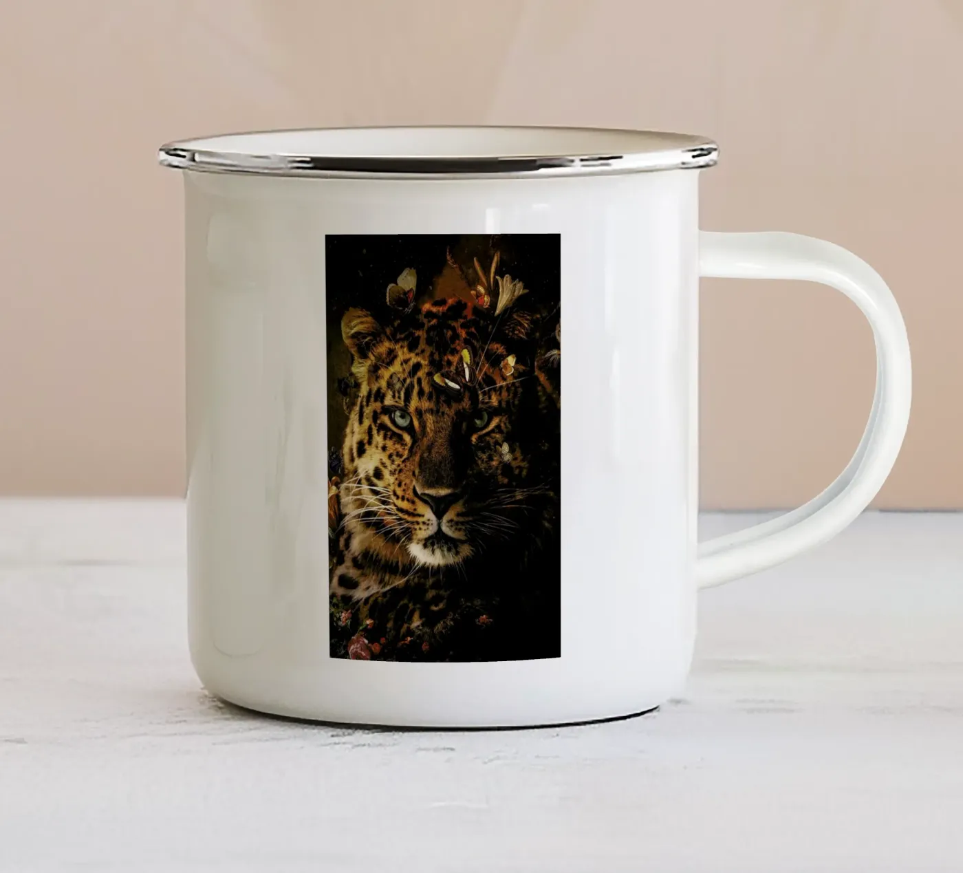 Leopard 4 enamel mug by Wouter Rikken